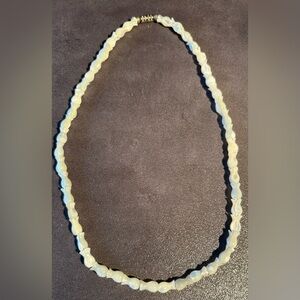 Vintage Coconut Girl White Iridescent Bead Necklace